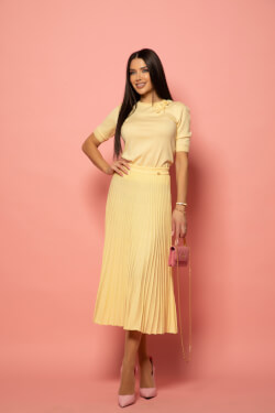 Dream Ribbon Midi Fustă - Yellow