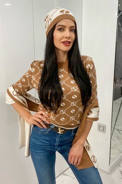 Alessa religion pulover tricotat cu mâneci 3/4 - moka