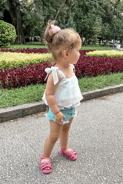 Piece of paradise mini ruffles топ - екрю