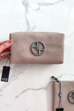 Beige glamour несесер от ест. кожа - голям