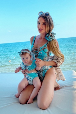 All I Want Is A Yacht mini Бански Бикини Ruffles - Aqua