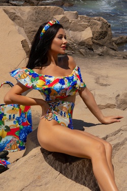 Paradise in Positano бански Кроп - Топ Ruffles