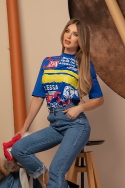 Dangerous Mix T-Shirt От Памук - Blue