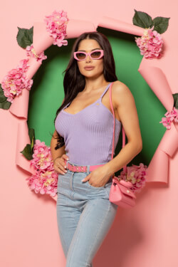 Top Fresh Flicker din Tricotaje - Purple