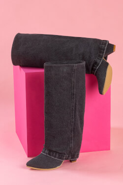 Strut Perfection Cizme - Black Denim