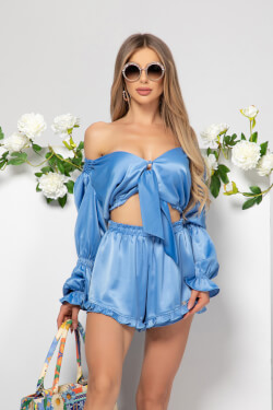 Charm Provocateur Ruffles Кроп-Топ - Blue