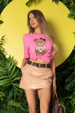 Alessa Bear T-Shirt от Памук - Pink 