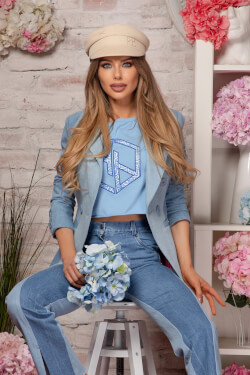 Love Your Way Къс T-Shirt От Памук - Luxury Blue