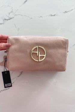 Powder satin Несесер от ест. кожа - голям