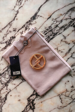 Powder satin Несесер от ест. кожа - малък