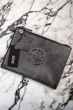 Crispy Graphite несесер от ест. кожа - малък