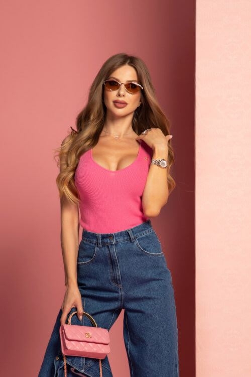 Melody Beauty Knitted Top - Pink