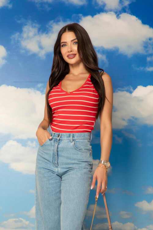 Desert Bloom Top Din Tricotaj - Red