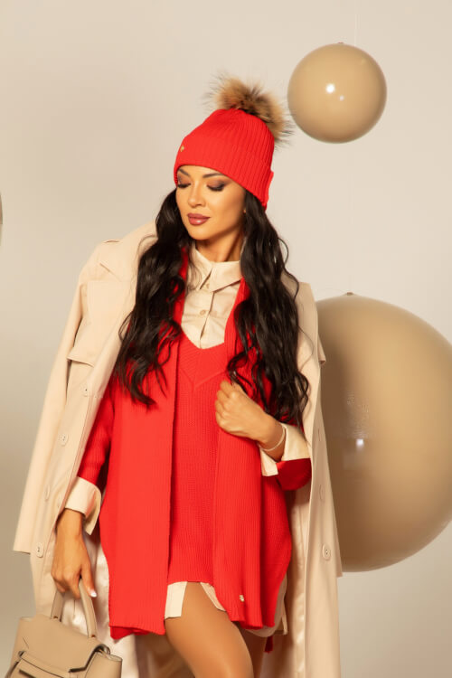 Snug & Chic Шапка От Плетиво - Red