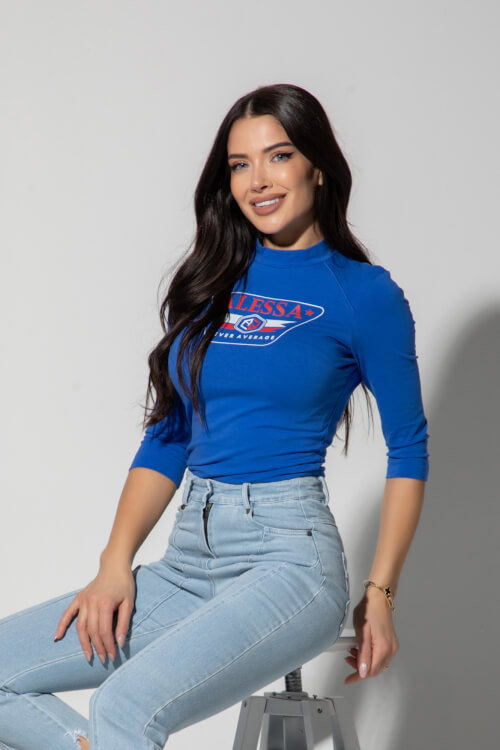 Stylish Everyday Блуза С 3/4 Ръкав - Blue