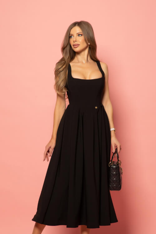 Elegant Euphoria  Midi Рокля - Black