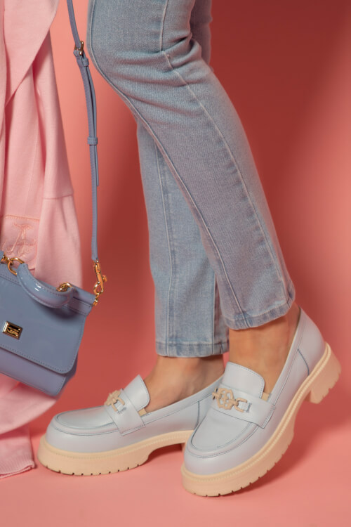 Luxury Step Loafers - Light Blue