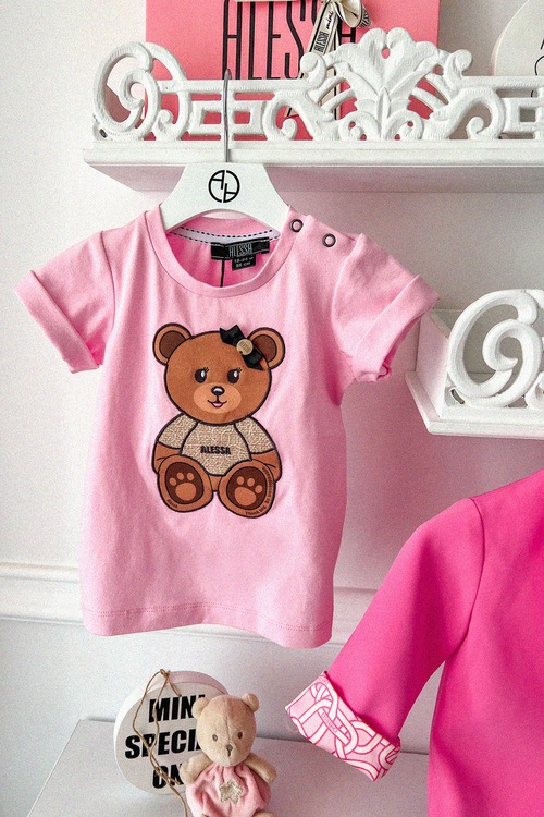Alessa Bear Mini T-Shirt от Памук - Light Pink 