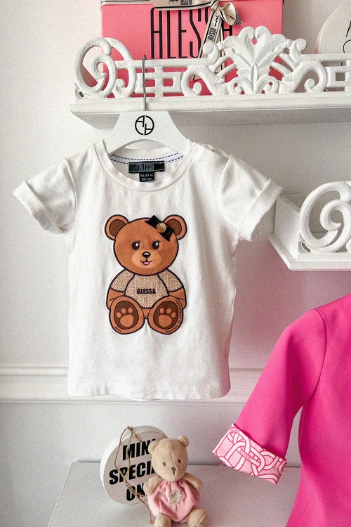 Alessa Bear Mini T-Shirt от Памук - Екрю 