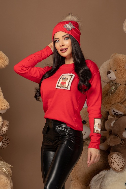 Bear hug Пуловер От Плетиво - Red 