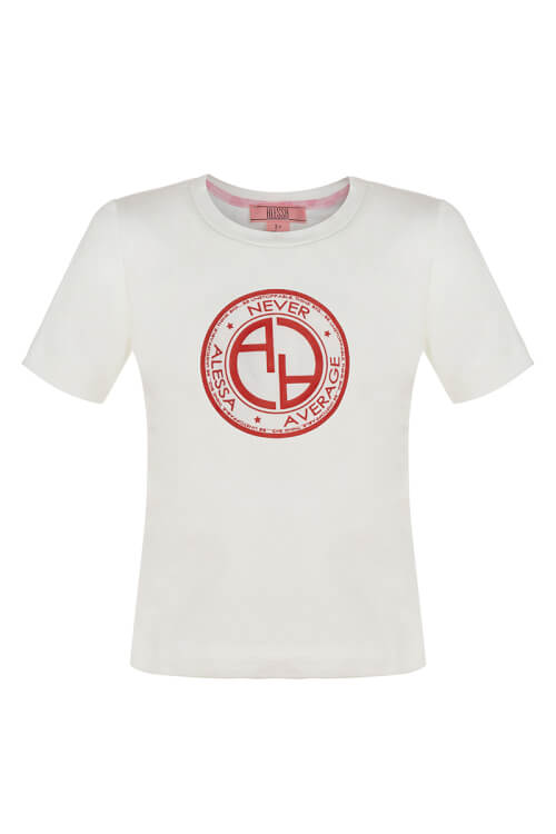 Alessa Red logo mini t-shirt - екрю