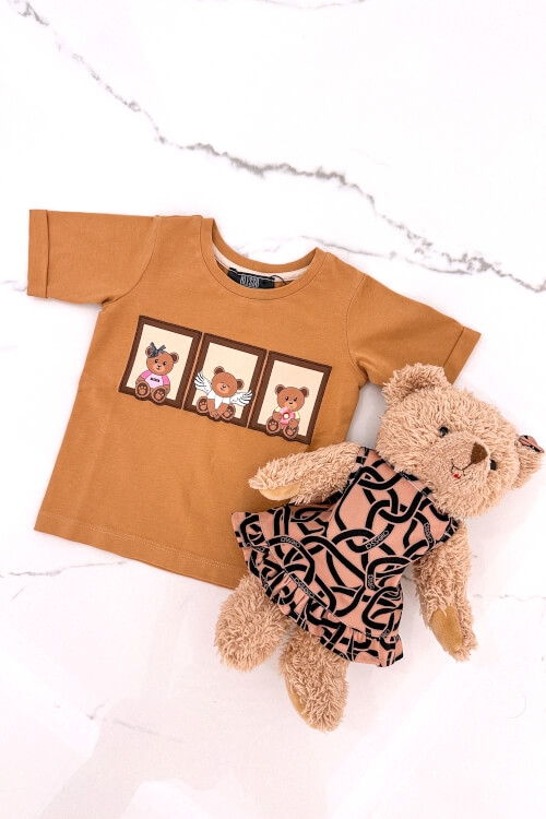 Bear Hug Mini T-Shirt От Памук - Mocha