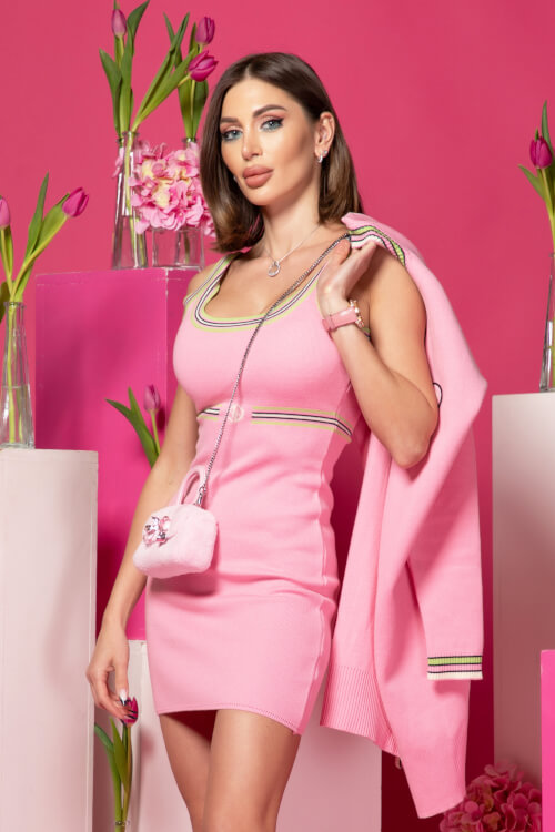 Dynamic Grace Πλεκτό Φόρεμα - Pink 