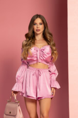 Urban Oasis Ruffles Къс Панталон - Pink - Изображение 4