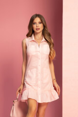 Sweet Escape Рокля от лек памук - Powder Pink - Изображение 2