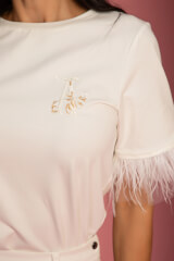 Luxury Dream Къс T-Shirt От Памук - Ecru - Изображение 3