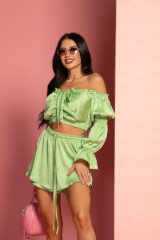 Urban Oasis Ruffles Къс Панталон - Green - Изображение 2
