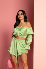 Urban Oasis Ruffles Къс Панталон - Green - Изображение 5