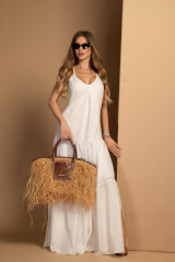 Boho Beauty Дълга Рокля - Ecru - Изображение 3
