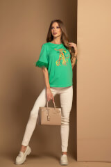 Feathered Aura T-Shirt От Памук - Green - Изображение 6