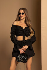 Urban Oasis Ruffles Къс Панталон - Black - Изображение 2