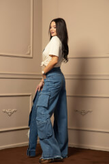 Luxury Classic T-Shirt От Памук - Soft Beige/Dark Blue - Изображение 2