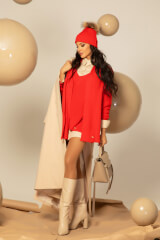 Snug & Chic Шал От Плетиво - Red - Изображение 15