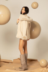 Winter Pulse Зимно Палто - Бомбър От Кашмир - Soft Beige - Изображение 13