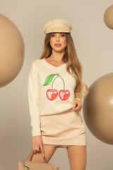 Cherry on Top Пуловер От Плетиво - Cream - Изображение 2