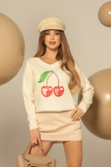 Cherry on Top Пуловер От Плетиво - Cream - Изображение 1