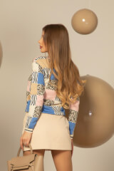 Cozy Elegance Пуловер От Плетиво - Pink/Blue - Изображение 3