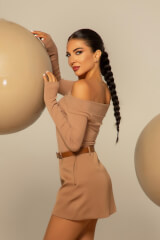 Ribbed Serenity Блуза-Лодка - Mocha - Изображение 6