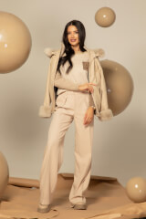 Winter Pulse Зимно Палто - Бомбър От Кашмир - Soft Beige - Изображение 7
