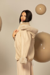 Winter Pulse Зимно Палто - Бомбър От Кашмир - Soft Beige - Изображение 4