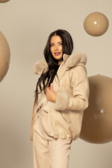 Winter Pulse Зимно Палто - Бомбър От Кашмир - Soft Beige - Изображение 3