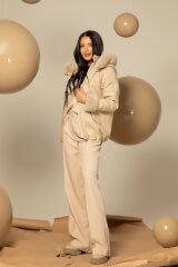 Winter Pulse Зимно Палто - Бомбър От Кашмир - Soft Beige - Изображение 11