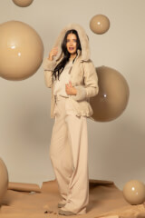 Winter Pulse Зимно Палто - Бомбър От Кашмир - Soft Beige - Изображение 14