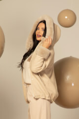 Winter Pulse Зимно Палто - Бомбър От Кашмир - Soft Beige - Изображение 15