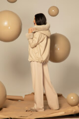 Winter Pulse Зимно Палто - Бомбър От Кашмир - Soft Beige - Изображение 17