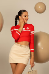 Campus Cutie Къс Пуловер - Red - Изображение 6